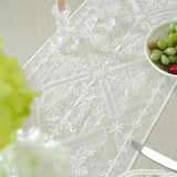 Modern Minimalist White Light and Thin Table Runner Lace Embroidery Floral Geometric Fringe Wedding Decor Tablecloth Decoration