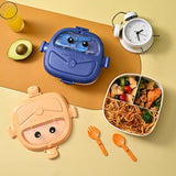 Cartoon Kids Lunch Box,Outdoor Picnic Bento Box,Portable Compartment Snack Box with Tableware, Microwaveable Food Container