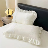 2pcs Lace Embroidery Pillowcase Lotus Leaf Pillow Cover Princess Girl Decoration Pillow Case White Pink Blue Bedding Pillow Sham