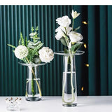 Creativity Transparent Glass Vase Hydroponics Flower Pots Desk Decoration Artificial Flowers Modern Home Decor Floral Vases