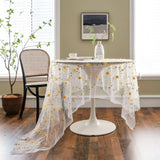 Christmas Transparent Lace Tablecloth White Rectangular Colorful Flower Embroidered Table Cloth for Cover Home Party Supplies