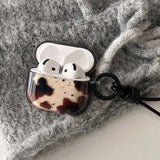 Gradient transparent animal graffiti TPU protection cover with keychain anti loss rope case for airpods 4 3 2 1 pro 2 soft cases
