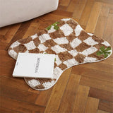 Plaid Irregular Kitchen Rugs Soft Fluffy Tufting  Carpet Rugs Non-Slip Abosrbent Bathroom Floor Mat Bedroom  Toilet Door Carpet