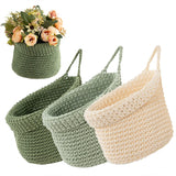 3pcs Kitchen Wall Mounted Storage Net Pocket Fruit Vegetable Wall-mounted Storage Bag Handmade Multifunctional Decoration Basket