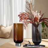Modern Minimalist Glass Vase High Legged Cup Shape Hydroponic Glass Flower Bottle Home Living Room Tabletop Ornament