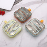 Stainless Steel Folding Cutlery Set with Storage Case Portable Fork, Spoon, and Chopsticks 3Pcs Set Outdoor Tableware