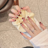 10Pcs Handmade Press on Nails Full Cover Heart Butterfly Shiny Cat Eye Design Rhinestone Ballerina False Nails Wearable Manicure
