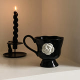 1Pc350Ml High-End Camellia Mug Exquisite Niche Design Ceramic Mug Afternoon Tea Camellia Ceramic Cup Mug Coffee Cup Gift Souveni