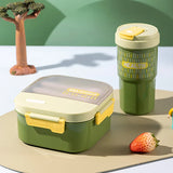 Lunch Box and Water Bottle Set Square Divided Bento Box Children's Lunch Box with Cutlery Microwave-Safe Food Container