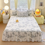 1PC 100%Cotton Bed Skirt Queen/King Size Floral Printed Bed Sheet with Ruffles falda de cama Full Size Bed Skirt for Single Bed