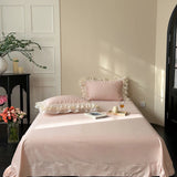 4Pcs Pink Chiffon Lace Princess Wedding Bedding Set Luxury 100% Cotton Duvet Cover Bed Sheet Or Quilted Bedspread Pillowcases