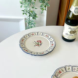 French Printed Ceramic Plate Vintage Household Serving Plates High-end Western Style Pasta Disc Exquisite Patchwork Tableware