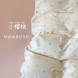 Knitted Class A Bedding Set Floral Style Bed Linen Set Soft Double Yarn Four-Piece Set Quilt Cover Set Bed Sheets Gift for Home