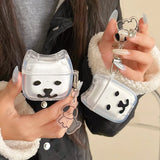 Lnteresting Transparent Line Dog Pattern Hard Silicone Headphone Protection Case for AirPods 1 2 3 4 Pro 2 Shell Cute Cat Cover