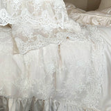 Romantic French Lace Ruffles Princess Wedding Bedding Set 1000TC Egyptian Cotton Duvet Cover Flat/Fitted Bed Sheet Pillowcases