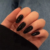 24Pcs False Nails Press on Nail Solid Color Bright Face Spicy Girl Style Almond Acrylic Nails Wearable Cool Simple Red Fake Nail