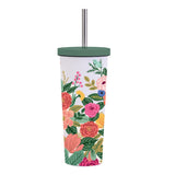 830ML Large Hole Thermos Cup With Straw And Pattern,Mug,Double Layer Stainless Steel Vacuum Flasks,Portable Insulated Water Cup