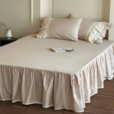 French Vintage Lace Ruffles Pure Cotton Princess Bedding Set Duvet Cover Bed Skirt Bedspread Pillowcases Queen King Size 4Pcs