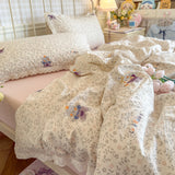 Floral Bed Sheets Set Simple Princess Duvet Cover Bedding Set постельное белье Set Room Decoration Bed Cover Set