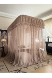 U-Shaped Rail Cotton Mosquito Net Super Pure Colorcurtain Tent for Girls Three-Door Princess Style with Frame