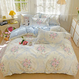100% Cotton Skin-friendly Four Piece Set Soft Duvet Cover Set Single Couple Flower Printed Comforter Bedding Set for Adults Kids