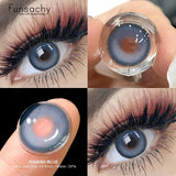 1pair Myopia Contact Lenses with Degrees Colored Natural Lenses 0 to -6.00 Degrees Graduation Blue Pupils Lenses Eyes