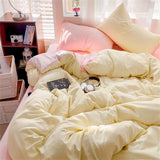 Solid Color Bedding Set Kids Twin Full Queen Size Washed Cotton Single Couple Duvet Cover Set Quilt Cover Pillowcases Bed Linen