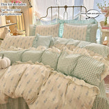 3pcs 100% Cotton Duvet Cover Set (1*Duvet Cover + 2*Pillowcase, Without Core), Korean lace Bedding Set, Soft Comfortable