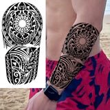 1 Sheet Compass Family Temporary Tattoos For Women Men Adults Flower Tribal Maori Totem Tattoo Sleeve Waterproof Temp Stickers