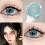 1 Pair Hot Sale Blue Comic Eye Fashion Color Contact Lenses Lady with Eye Soft Green Gloss Eyes Diopters Myopia Degree