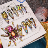 10Pcs High Quality Handmade Press on Nails Earth Demon Spider Dark Super Flash Exaggerated Spider Spicy Girl Personality Gothic