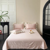 Pink Egyptian Cotton Princess Bedding Sets Luxury Chiffon Lace Embroidery Ruffles Duvet Cover Bed Sheet Pillowcases