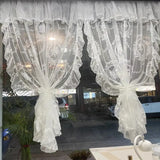 French Elegant White Embroidery Ruffle Tulle Curtains Valance with For Girls Living Bedroom Room Sheer Drapes Rideaux Voilage