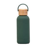 350ML Small Mouth THERMOS CUP Portable Handle Bamboo Wood Cover Vacuum Double Stainless Steel Simple Outdoor MINI WATER BOTTLE
