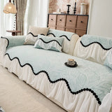 Elegant Chenille Sofa Cover 3 Seater, Non-slip, Leather Couch Slipcover, French-style, Armchair Furniture Protector
