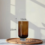 Modern Minimalist Glass Vase High Legged Cup Shape Hydroponic Glass Flower Bottle Home Living Room Tabletop Ornament