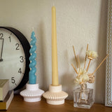 Pleated Gypsum Candle Holder Handmade Taper Candle Stand Modern Minimalist Home Decor Altar Wedding Holiday Table Centerpiece