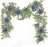 180cm Artificial Rose Flower Eucalyptus Garland with Hanging Butterfly Floral Vine Wedding for Party Table Backdrop Decor