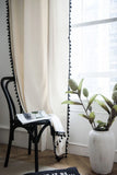 Boho Curtains Natural Linen Look Textured Burlap for Bedroom Rod Pocket Semi Blackout with Tassels Window Drapes for Living Room