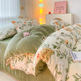 New high-weight, fresh and light milk fleece printed quilt cover Thickened warm Duvet cover