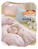 Washed Cotton Pink Duvet Cover Girl Room Decor Breathable Comforter Cover with 2 Pillowcases Bed Linens Bedding Set Home Textile