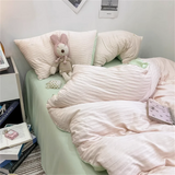 Ins Light Blue Bubble Washed Cotton Bed Sheet Bedding Set Four Piece Set Four Season Duvet Set Nordic Style Three Piece Set