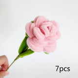 7Pcs artificial roses Valentine’s Day Gifts for and Wife Girlfriend Chenille Handmade Stems Twist Sticks DIY Fake Flowers