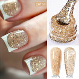 10ml Snow Glitter Gel Nail Polish Pink Milky White Jelly Sequins  Semi Permanent Nails Art Design Varnish Manicure