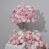 New Arrival Pink Artificial Flower Ball Floral Row Wedding Arch Backdrop Decor Flower Row Faux Flower Arrangement for Banquet