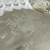 Vintage Embossed Jacquard Large Lace Ruffles Bedding Set 1000TC Egyptian Cotton Duvet Cover Flat/Fitted Sheet Pillowcases 4Pcs