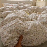 New Type A Aerobic Double Yarn Quilt Cover Knitted Cotton Printed Four-piece Duvet Set Skin Friendly Breathable Bedding