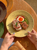 Nordic Ceramic Splashed Ink Plate Household Colored Breakfast Bread Disc High-end Restaurant Dessert Plates Niche Dot Tableware