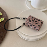 Luxury leather leopard print earphone bag case for airpods 1 2 3 4 pro 2 protection cover with bracelet fall prevention couple