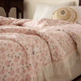 Korean 100% Cotton Summer Quilt Cool Feeling Quilt Bare Sleeping Skin-Friendly For Women Romantic Bedroom Decor Queen Size